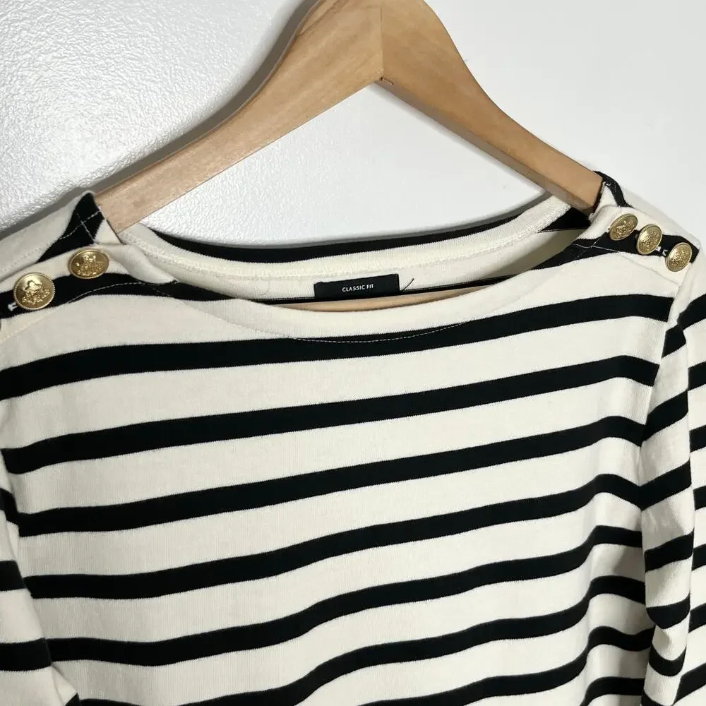 J.Crew Mariner Cloth Stripe Mini Dress Nautical Coastal Black Cream XS